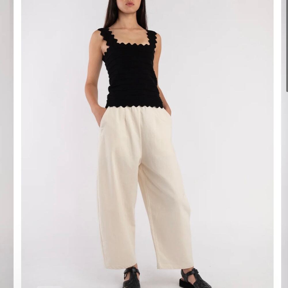 MICAELA GREG CREAM BARREL PANT MEDIUM